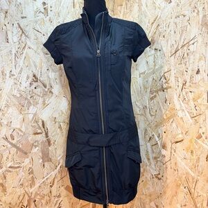 MEXX Black Zip Front Utility Dress – Size 36 (US 4–6) – Streetwear - 90s - Edgy